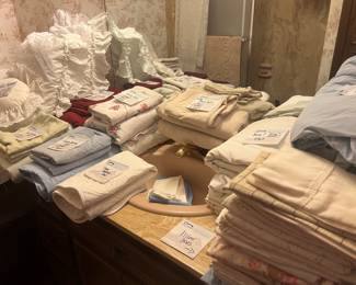 lots of sheets, comforters and blankets
