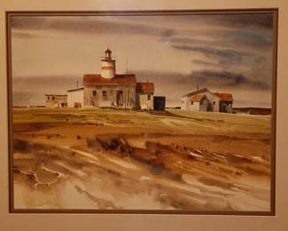 Fine original watercolor by Ritchie Benson, well listed vintage California artist