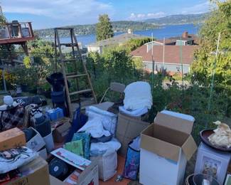 Ladder, folding chairs, seasonal decor, golf bag, golf travel cover & more