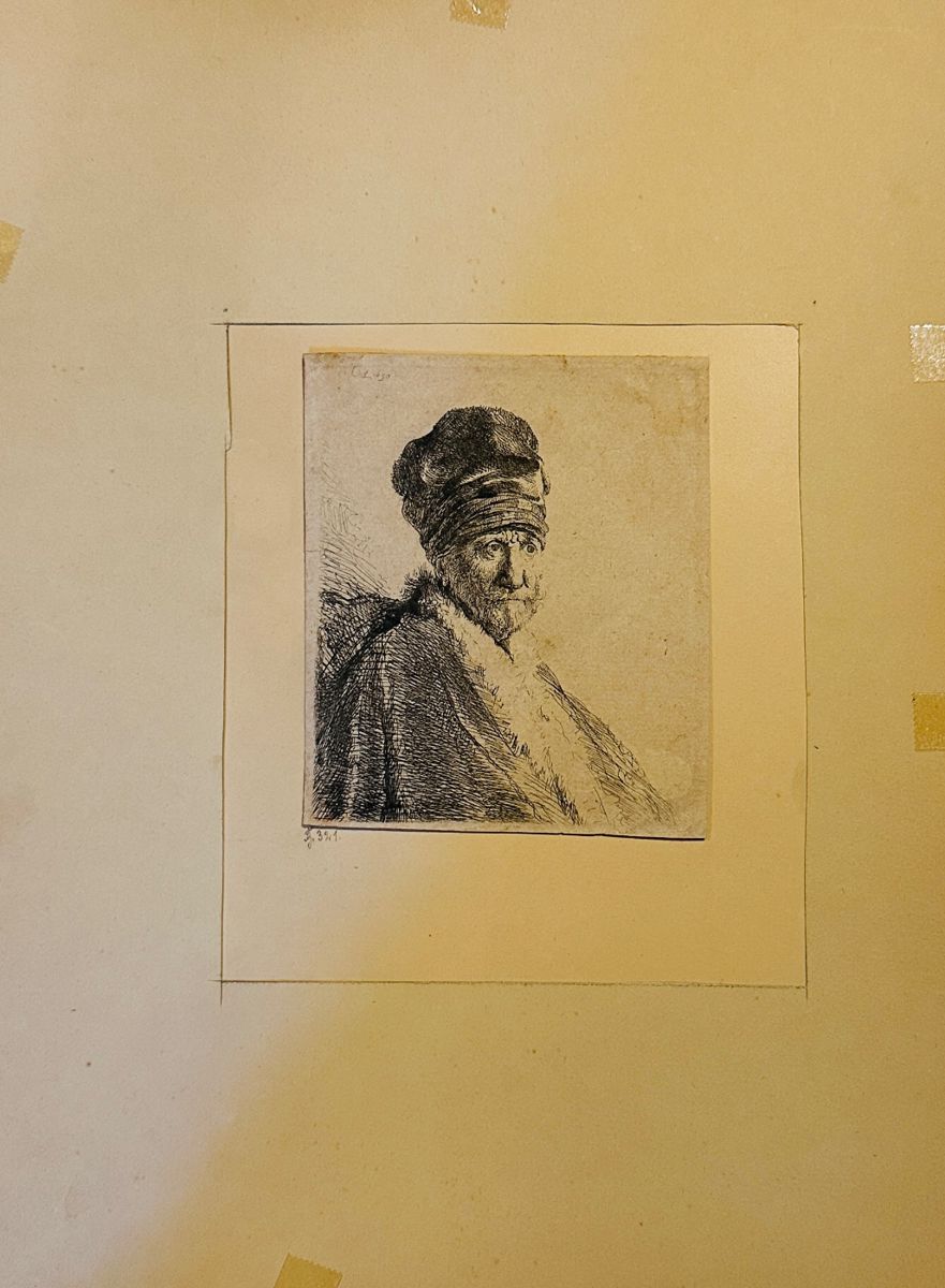 Rembrandt Etching: Bust of a Man