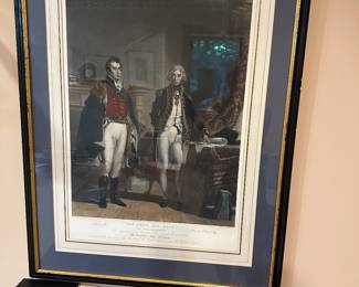 Army Navy Mezzotint with Wellington and Nelson signed