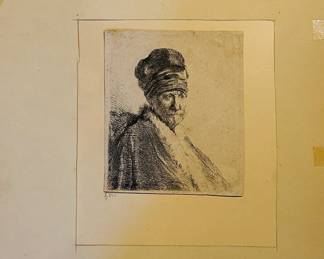Rembrandt Etching: Bust of a Man