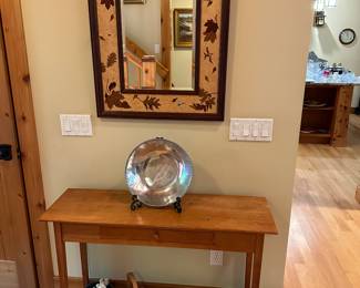 Mirror: “Leaves Medley” by Hudson River Inlay: 127 pieces, 17 wood species, mother-of-pearl, Abalone and Malachite: 25” x 32”