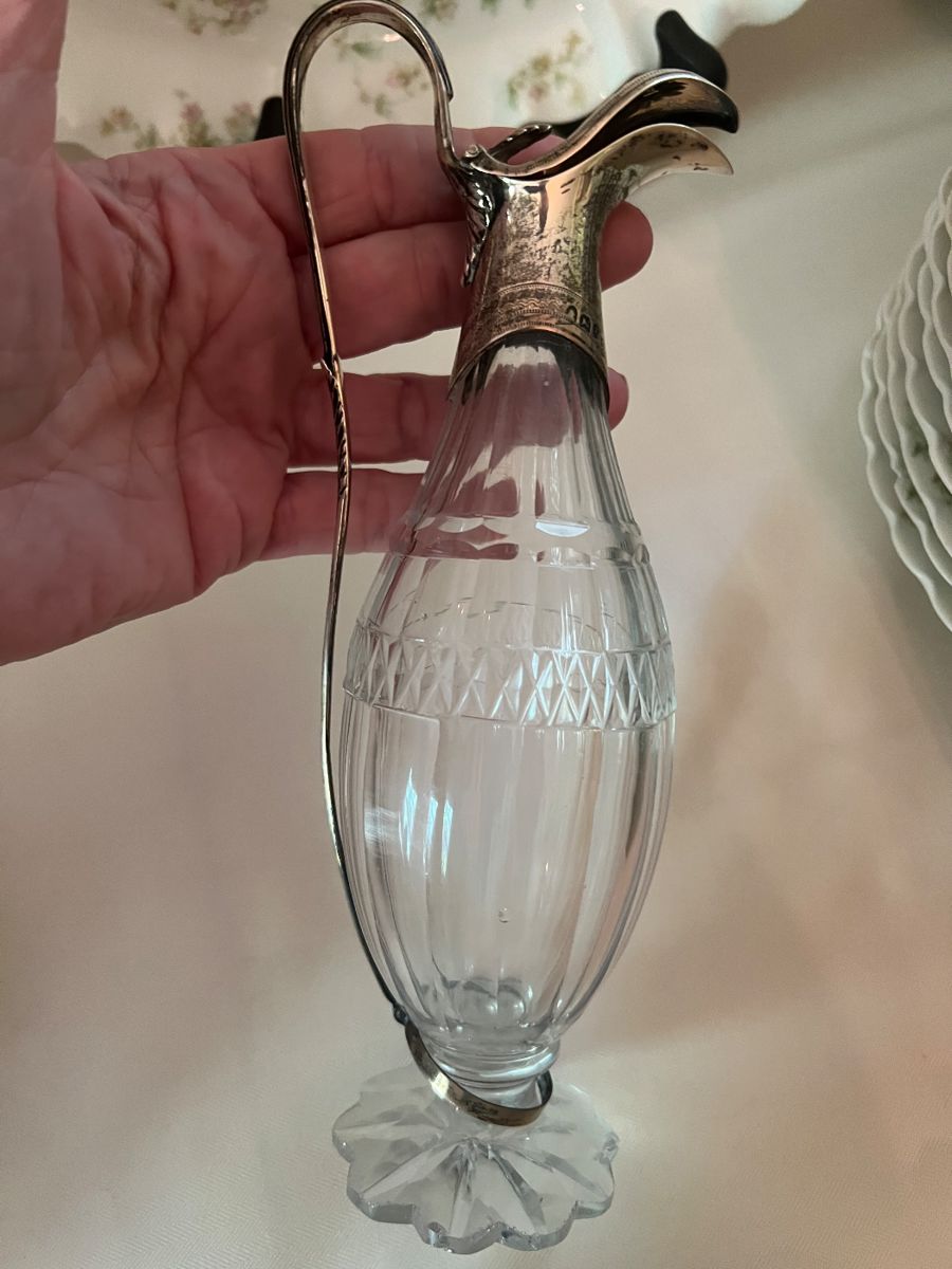 Antique Georgian Solid
Silver Mounted Oil Vinegar Bottle Godbehere & Wigan(?)
1799