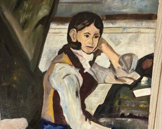 Oil Painting ‘After’ Paul Cezanne. The Boy wearing Red Velvet Vest.