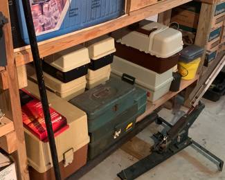 Fishing tackle boxes loaded with accessories