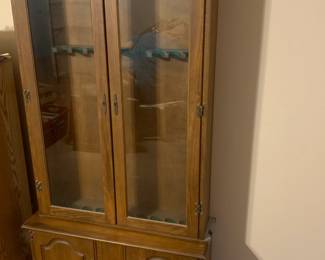 Wood and Glass Gun Cabinet w/ Top and Bottom Locks