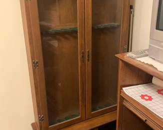 Wood and Glass Gun Cabinet w/ Top and Bottom Locks