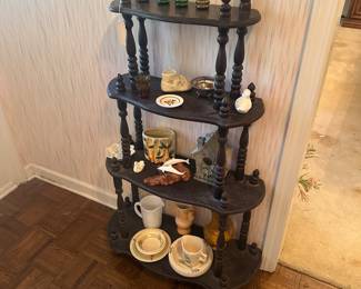 4 tier display shelf with miniature oil lamps