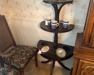 3 tier  table with copper planter inserts 