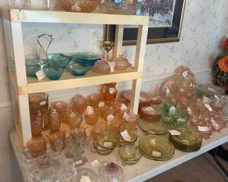 Blue depression glass 