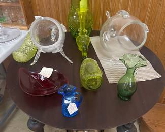 Blenko crackle glass fish and others 