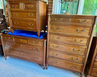 Kindel Bedroom Suite. Double Dresser, Tall Boy and Nightstand/Book Chest.