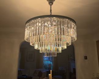 5 tier Odeon glass chandelier. Restoration Hardware.