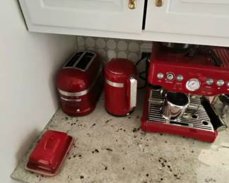 Kitchen Aid toaster and kettle, Breville espresso maker