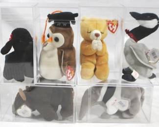 237 - Lot of 6 Beanie Babies in Plastic Cases should be most w/ error tags
