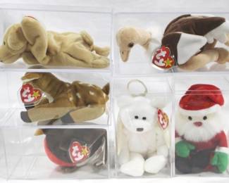 235 - Lot of 6 Beanie Babies in Plastic Cases should be most w/ error tags
