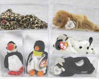 206 - Lot of 6 Beanie Babies with Plastic Cases should be most w/ error tags
