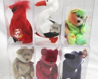 236 - Lot of 6 Beanie Babies in Plastic Cases should be most w/ error tags

