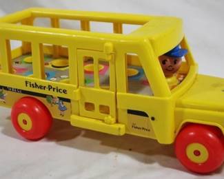 5857 - Vintage Fisher-Price School Bus Toy - 12" long
