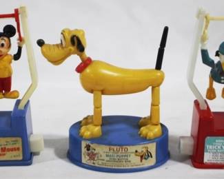 5704 - 3 Vintage 1970s Disney Push Up Puppets
