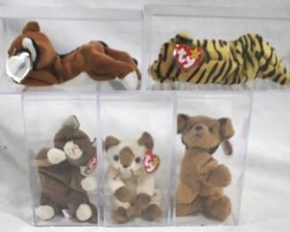 211 - Lot of 5 Beanie Babies with Plastic Cases should be most w/ error tags
