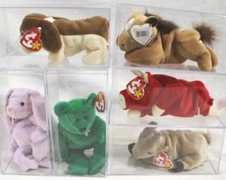 238 - Lot of 6 Beanie Babies in Plastic Cases should be most w/ error tags
