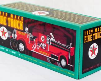 3 - Die Cast Metal '29 Mack Fire Truck Bank w/ box Includes Fire Chief Hat and Dalmatian Collector Series #15
