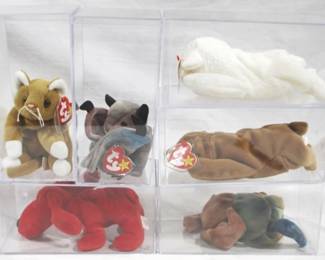 209 - Lot of 6 Beanie Babies with Plastic Cases should be most w/ error tags
