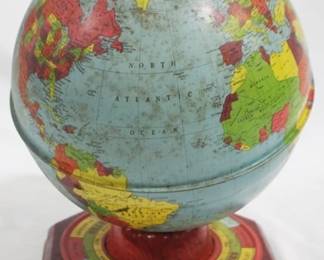 5880 - J. Chein & Co. Tin Litho Globe - 10" tall

