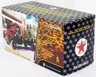 23 - Ertl Collectibles Texaco 1918 Mack Truck Bank w/ box 1:32 Scale Die Cast Mack AC Bulldog Flatbed Truck
