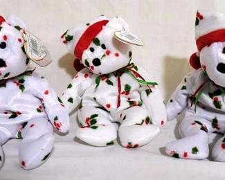 4002 - 3 1998 Holiday Teddy Beanie Babies, Error Tags
