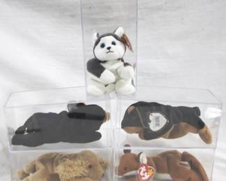 212 - Lot of 5 Beanie Babies with Plastic Cases should be most w/ error tags
