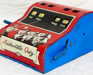 1974 - Vintage Wolverine Arithmetic Quiz Tin Toy 4.5x6x7
