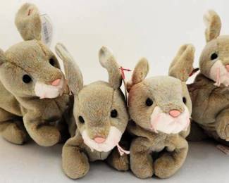 5810 - 4 '98 Nibbly Beanie Babies w/ Hologram Tush Tags
