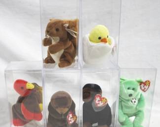 233 - Lot of 6 Beanie Babies in Plastic Cases should be most w/ error tags
