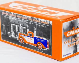 2 - Die Cast Metal Crown '36 Dodge Tanker Bank w/ box Limited Edition - Crown Central Petroleum Tanker
