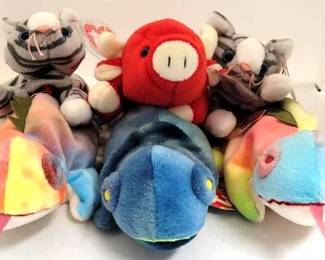 5816 - 6 Beanie Babies w/ error tags 2 - 1997 Prance cats 1 - 1997 Rainbow Chameleon 1 - 1995 Snort 2 - 1997 Iggy the Iguana
