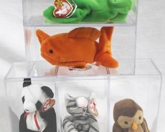 205 - Lot of 5 Beanie Babies with Plastic Cases should be most w/ error tags
