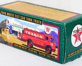 6 - Die Cast Metal 1949 White Tilt Cab Tank Truck Bank w/ box Locking Bank w/ Key Collectors' Series #13
