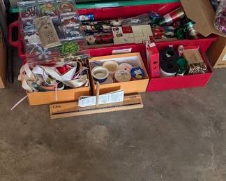 Christmas wrapping paper and ribbon