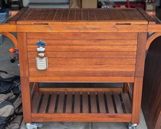 Tommy Bahama Teak Rolling Beverage Cooler Cart