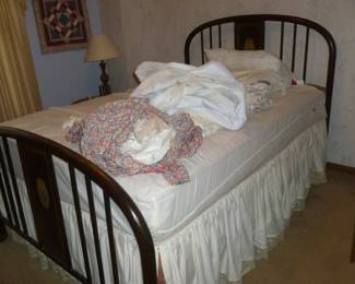 antique metal bed w/decals