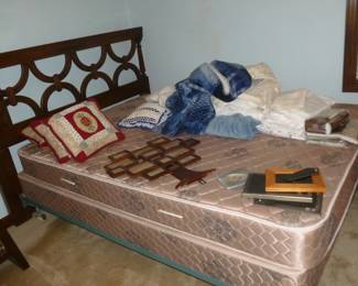 nice full size mattress set & vintage mahogany headoard