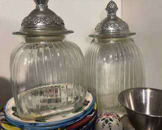 Glass canisters with metal tops 