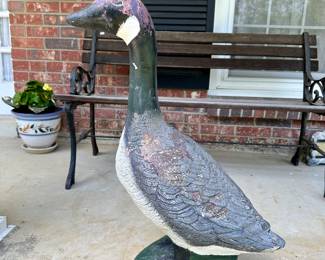 2 vintage concrete geese 