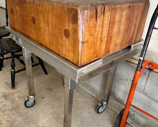 1940s Boos Butcher Block on stainless steel legs