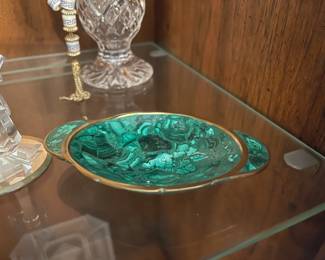 Vintage malachite nut dish