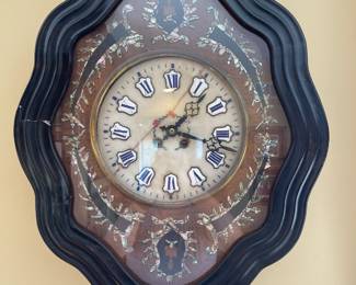 Antique 19th century French mother of pearl wall clock