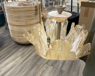 Lucite, free flow molded hanging  light fixture, wonderful color when lit.  $400